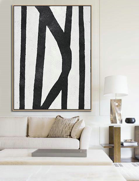 Black And White Minimal Painting On Canvas,Home Canvas Wall Art #U6E1